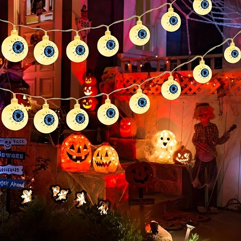 Ghost Eye Lamp 3D LED String Light Horror Halloween Pumpkin Light Festival Party Glowing Atmosphere Decorations Battery Powered