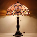 Pink Stained Glass Baroque Style Table Lamp for Bedroom and Living Room Decor 16X16X24 Inches Elegant Desk Light for Home Offic