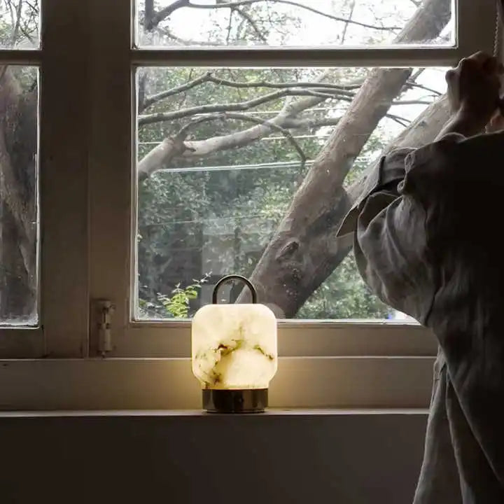 Spanish natural marble lamp marble touch portable stepless dimming wireless bedside ambient light