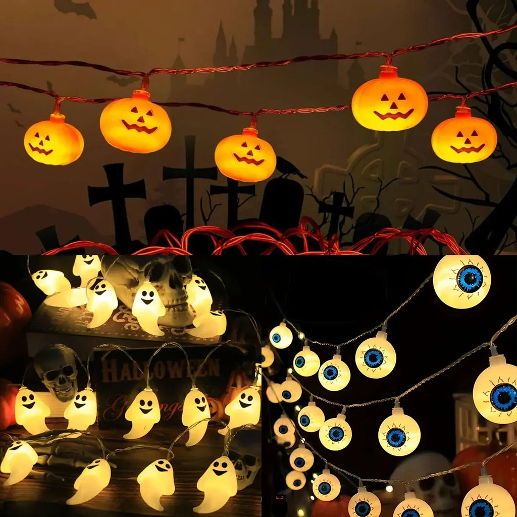 Ghost Eye Lamp 3D LED String Light Horror Halloween Pumpkin Light Festival Party Glowing Atmosphere Decorations Battery Powered