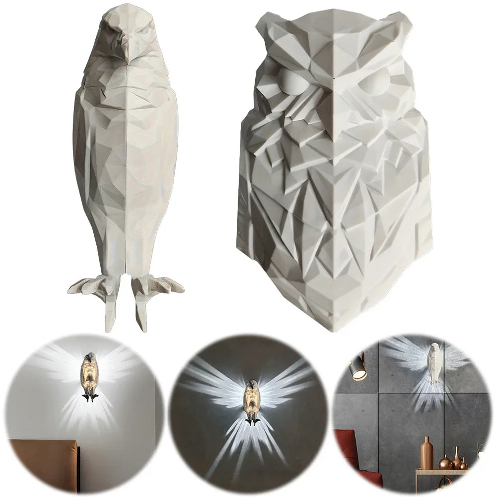 Cute LED Wall Light Battery Operated Owl Eagle Shape Projector Light 3D Animal LED Wall Lamp for Staircase Hallway Wall Sconce