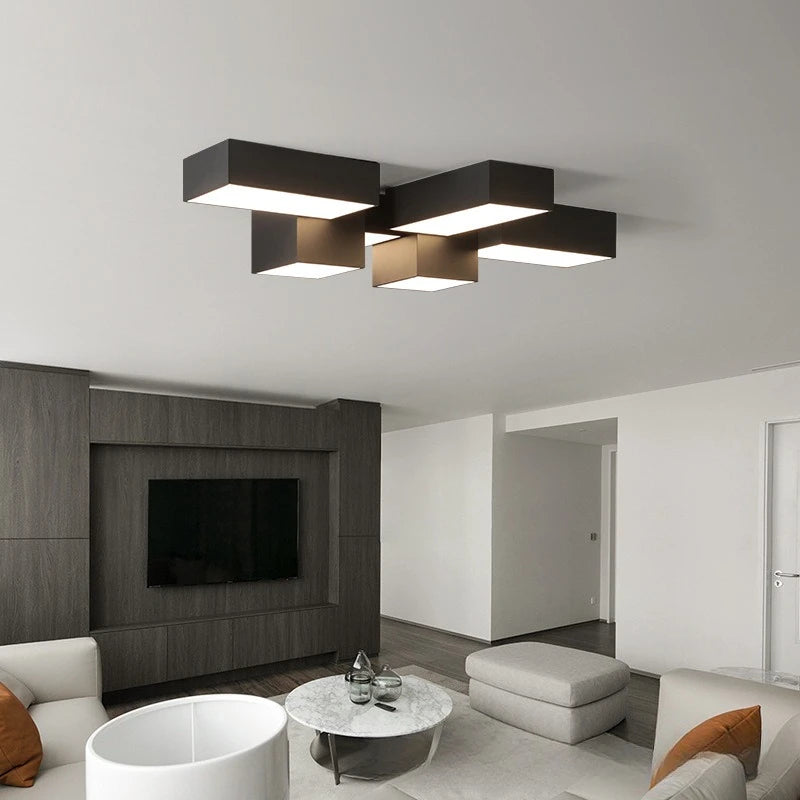 Geometric square living room light minimalist main light advanced sense creative ceiling light modern minimalist atmosphere