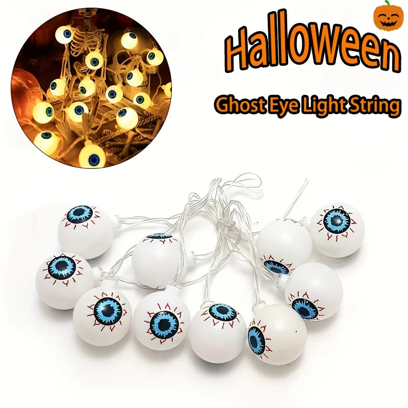 Ghost Eye Lamp 3D LED String Light Horror Halloween Pumpkin Light Festival Party Glowing Atmosphere Decorations Battery Powered