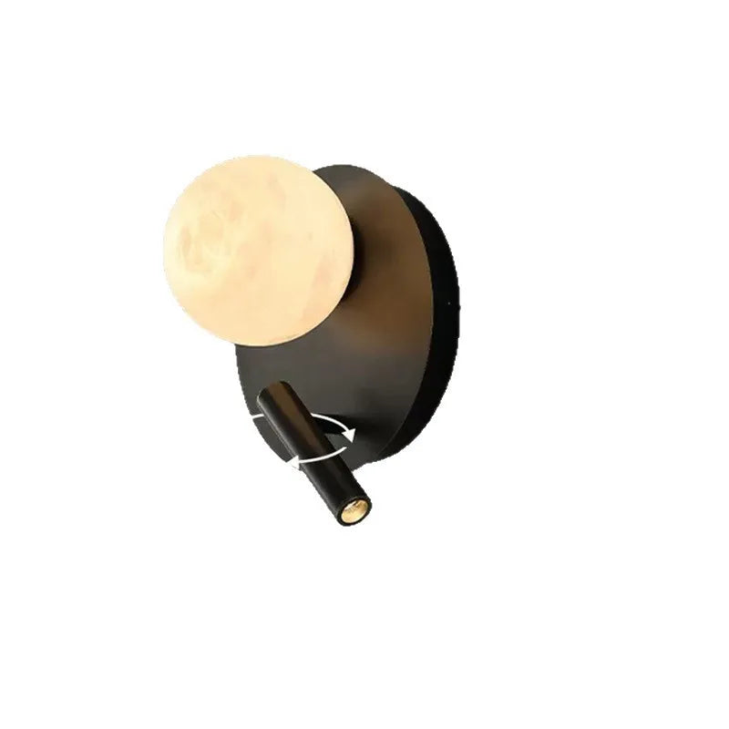 Modern simple Nordic marble wall lamp rotatable reading LED background wall lamp moon bedroom bedside lamp