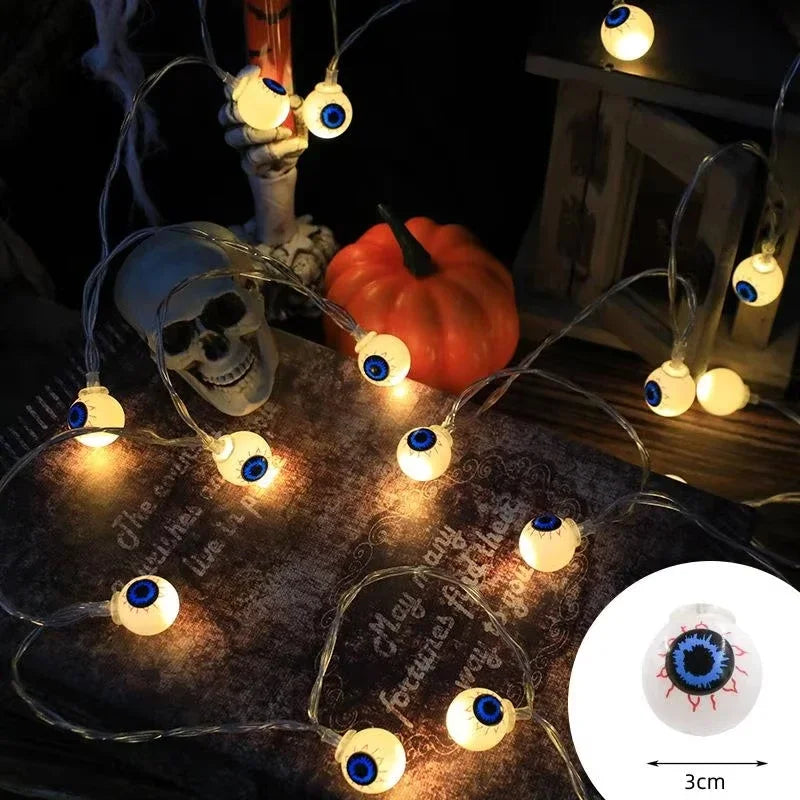 Ghost Eye Lamp 3D LED String Light Horror Halloween Pumpkin Light Festival Party Glowing Atmosphere Decorations Battery Powered