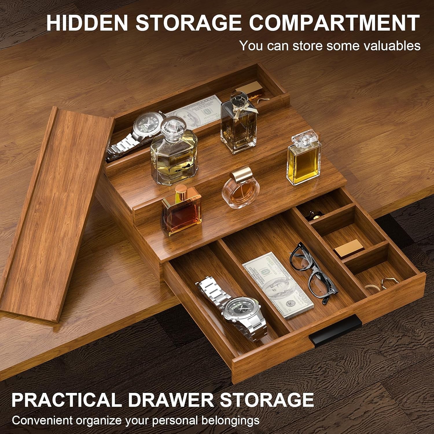 Walnut Wood Cologne Organizer for Men 3 Tier Cologne Stand,Wooden Cologne Holder